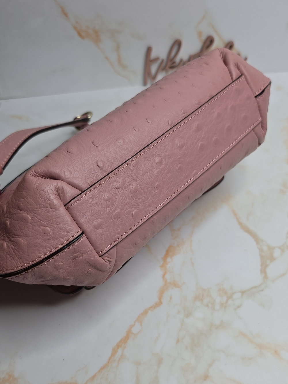 kate spade Blush Pink Bow Shoulder Bag Joleen Charm City Ostrich Rosefrost New - Picture 7 of 10
